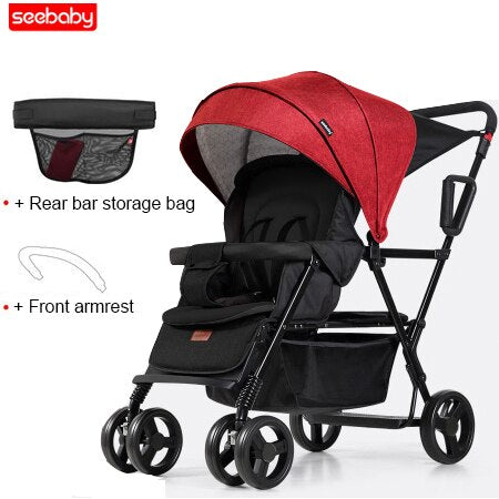 seebaby double stroller Seebaby Twin Baby Stroller Big Small Two-child Double 4 Wheel Stroller – HimalayanSpices