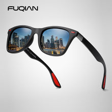 FUQIAN Hot Sale Polarized Sunglasses Men Women Classic Square Plastic Driving Sun Glasses Male Fashion Black Shades UV400