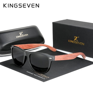 KINGSEVEN New Black Walnut Sunglasses Wood Polarized Men Sun Glasses Men UV400 Protection Eyewear Wooden Original Accessorie