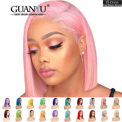 Pink Bob Lace Front Wigs Human Hair 13X4 Pre Plucked 613 Blonde Blue Red Grey Green Ombre Short Bob Wigs For Black Women Remy