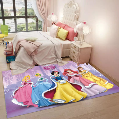 Cartoon Mat Living Room Carpet Long Hair Bedside Rug Living Room Coffee Table Rug Girl Princess Mat Non-slip Baby Playmat