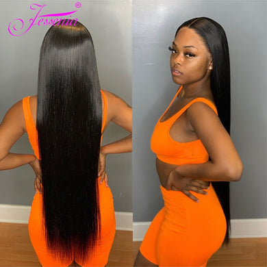 Long Straight 13X4 Lace Front Human Hair Wig 30 32 34 36 Inches Pre Plucked 4x4 Lace Closure Wigs For Black Women Brazilian Remy