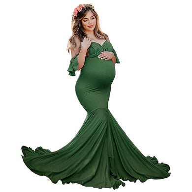 Shoulderless Maternity Dress For Photo Shoot Pregnant Women Sexy Ruffles Mermaid Clothes Pregnancy Dress Women Photography Prop