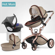 Hotmom Luxury Stroller 2 In 1 Stroller Baby Pram Baby Car Hadnd Car Shock Absorbers Car Umbrella Two-way Newborn Leather