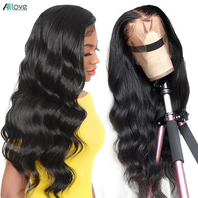 Allove Body Wave Lace Front Wig Pre Plucked Human Hair Wigs Brazilian Body Wave Lace Front Human Hair Wigs 360 Lace Frontal Wig
