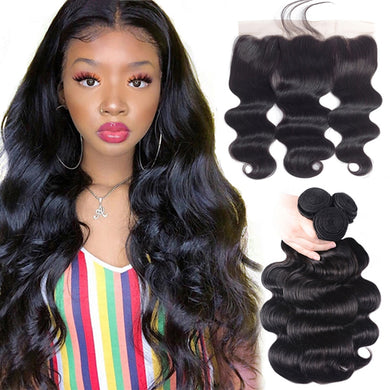 Sapphire Brazilian Hair Weave Bundles Body Wave Bundles With Frontal Human Hair 3 Bundles With Closure Frontal Hair Extension