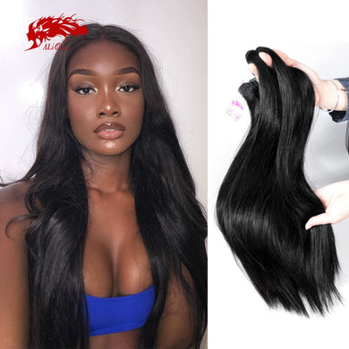 Ali Queen Straight Unprocessed Raw Virgin Hair Brazilian Human Hair Weave Bundle One-Donor Natural Color Hair Weft Double Drawn