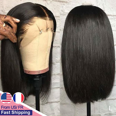 Yyong 13x4 Blunt Cut Bob Wig Short Lace Front Human Hair Wigs Brazilian Straight Bob Wigs With Baby Hair Remy Lace Front Wig 120