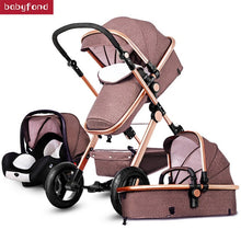 Babyfond High Landscape Baby Stroller 3 in 1 Carriage Pu Leather Aluminum Alloy Frame Pram EU Stand Baby Stroller with Comform