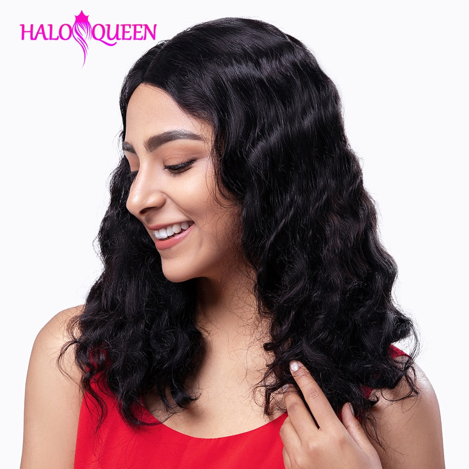 HALOQUEEN Body Wave Wig Short Wig Brazilian PrePlucked Lace Front Human Wigs 130% Remy Lace Wigs 13x4 Lace Front Human Hair Wigs