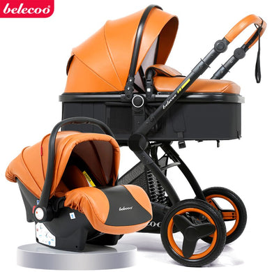Belecoo baby stroller three-in-one eco-friendly leather shock absorber can be folded, multi-function, free shipping