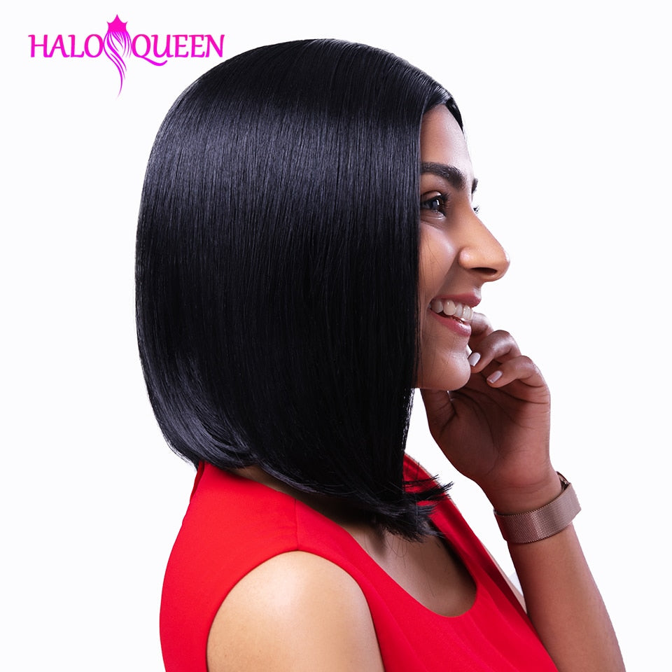 HALOQUEEN Remy Straight Short Human Hair Wigs 13x4 Lace Frontal Wig Straight Bob Lace Front Wigs  Hair Lace Front Human Hair Wig