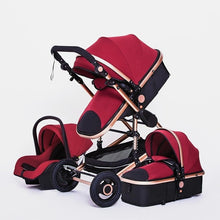 Luxury Multifunctional 3 in 1 Baby Stroller Portable High Landscape Stroller Folding Carriage Red Gold Newborn Baby Stroller