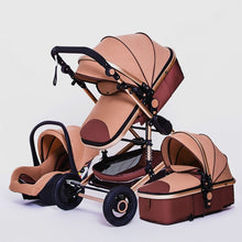 Luxury Multifunctional 3 in 1 Baby Stroller Portable High Landscape Stroller Folding Carriage Red Gold Newborn Baby Stroller