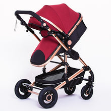 Luxury Multifunctional 3 in 1 Baby Stroller Portable High Landscape Stroller Folding Carriage Red Gold Newborn Baby Stroller