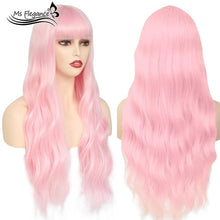 MS FLEGANCE 24In Long Blonde Water Body Wave Synthetic Wigs With Bangs Fake Hair For Women Natural Lolita Wig Cosplay Hair Wigs