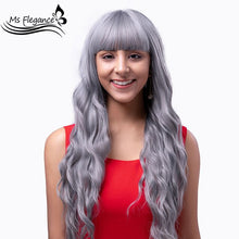 MS FLEGANCE 24In Long Blonde Water Body Wave Synthetic Wigs With Bangs Fake Hair For Women Natural Lolita Wig Cosplay Hair Wigs