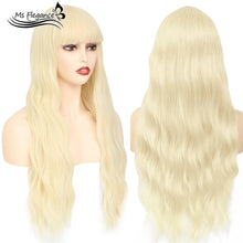 MS FLEGANCE 24In Long Blonde Water Body Wave Synthetic Wigs With Bangs Fake Hair For Women Natural Lolita Wig Cosplay Hair Wigs