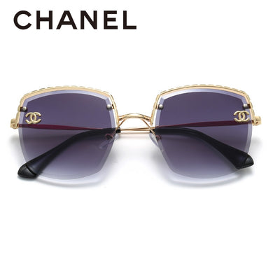 Vintage Chanel 1728 Oversize Square Sunglasses Women Luxury Brand Big Frame Women Sun Glasses Black Fashion Female