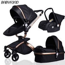 Babyfond 3 in 1 baby stroller Newborn luxury pram High landscape carriage PU leather whit car seat send free gifts EU Free ship