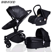 Babyfond 3 in 1 baby stroller Newborn luxury pram High landscape carriage PU leather whit car seat send free gifts EU Free ship