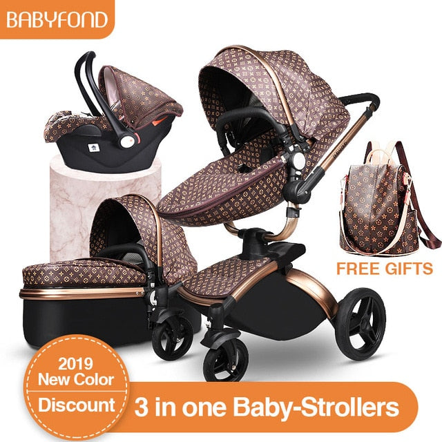 Babyfond Pu Baby Cars High Landscape Baby Stroller 3 In 1 Newborn