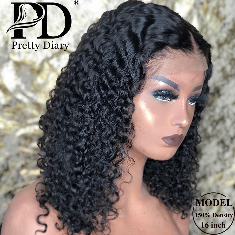 Malaysian Jerry Curly Short Bob Lace Front Human Hair Wig Pre Plucked For Black Women Glueless 13x4 Deep Wave Frontal Wig Remy