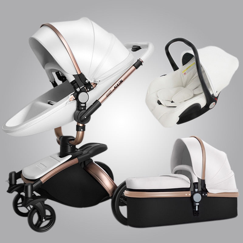 Baby Stroller 3 In 1 pram buggy Aulon Pu Leather Can Sit and Lie For newborn baby carriages baby car Baby walkers