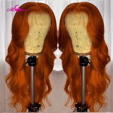 Ali Coco Transparent 13x4x1 Brazilian Body Wave Human Hair Wigs 28 30 inch 150% Orange Ginger Color Remy Lace Frontal Human Wigs