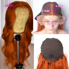 Ali Coco Transparent 13x4x1 Brazilian Body Wave Human Hair Wigs 28 30 inch 150% Orange Ginger Color Remy Lace Frontal Human Wigs