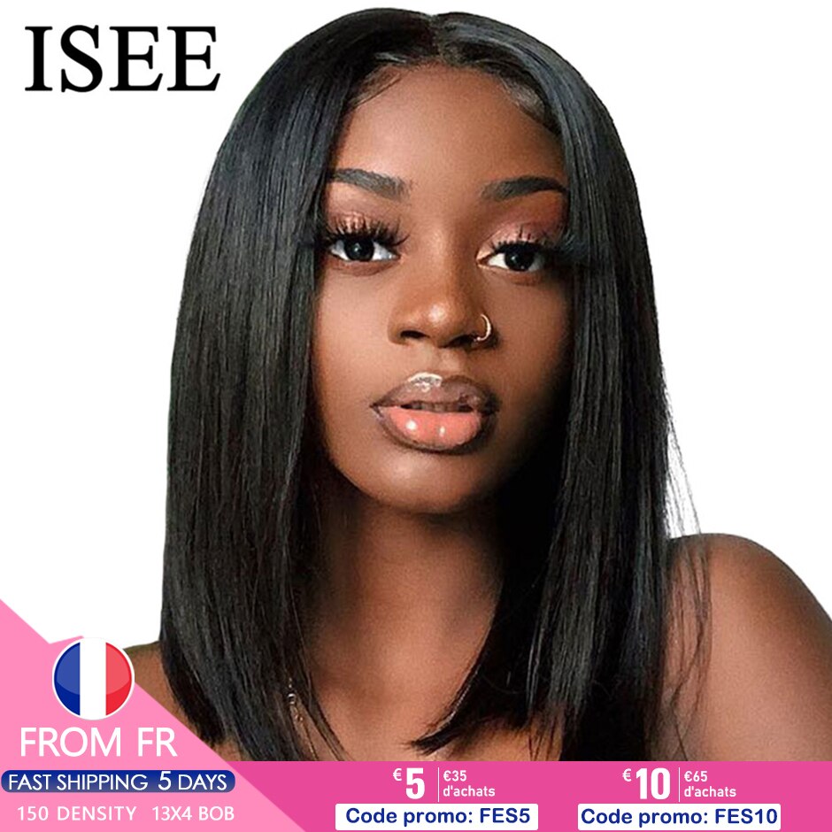 Straight Short Human Hair Wigs 360 Lace Frontal Wig Straight Bob Lace Front Wigs ISEE HAIR Malaysian Lace Front Human Hair Wigs