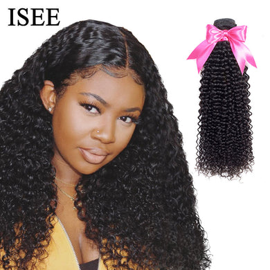 ISEE HAIR Mongolian Kinky Curly Hair Bundles Remy Human Hair Extensions Nature Color Buy 1/3/4 Bundles Thick Kinky Curly Bundles
