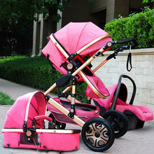 Luxury Baby Stroller 3 in 1 with Car Seat Portable Reversible High Landscape Baby Stroller Hot Mom Pink Stroller Travel Pram