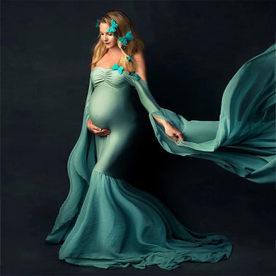 Sexy Shoulderless Maternity Photography Props Long Dress For Pregnant Women Fancy Pregnancy Dress Elegence Maxi Gown Photo Shoot