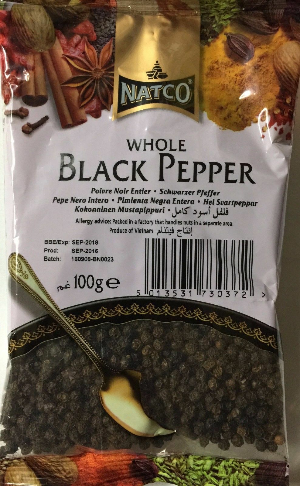 WHOLE BLACK PEPPER - 100g - NATCO