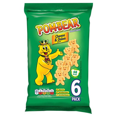 Pom Bear Cheese & Onion Crisps 6 Pack 6 X 13G