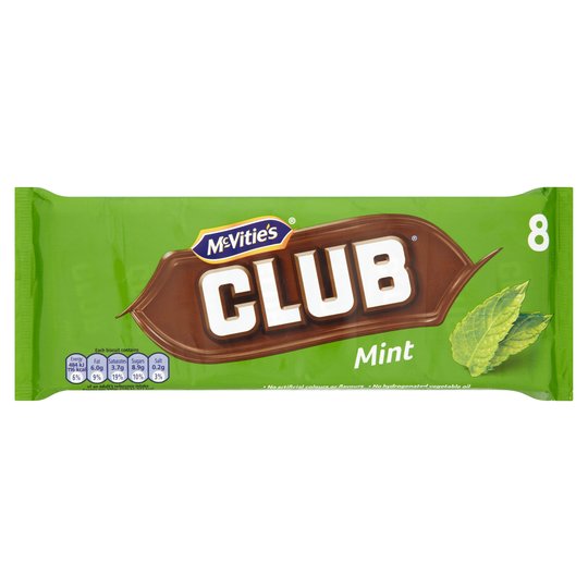 Mcvitie's Club Mint Chocolate Biscuit 8 Pack 176G
